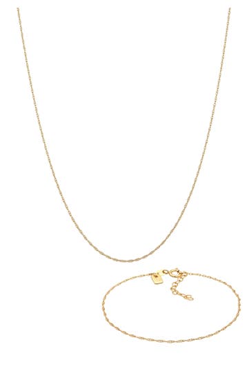 KUZZOI Schmuckset Basic Gliederkette Gedreht 925 Silber Gold
