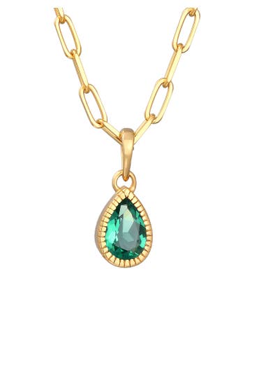 ELLI PREMIUM Kette Tropfen Quarz Grün Gliederkette 925 Silber Gold