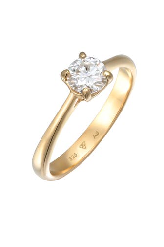 ELLI PREMIUM Ring Moissanite Solitär Verlobungsring 925 Silber Gold