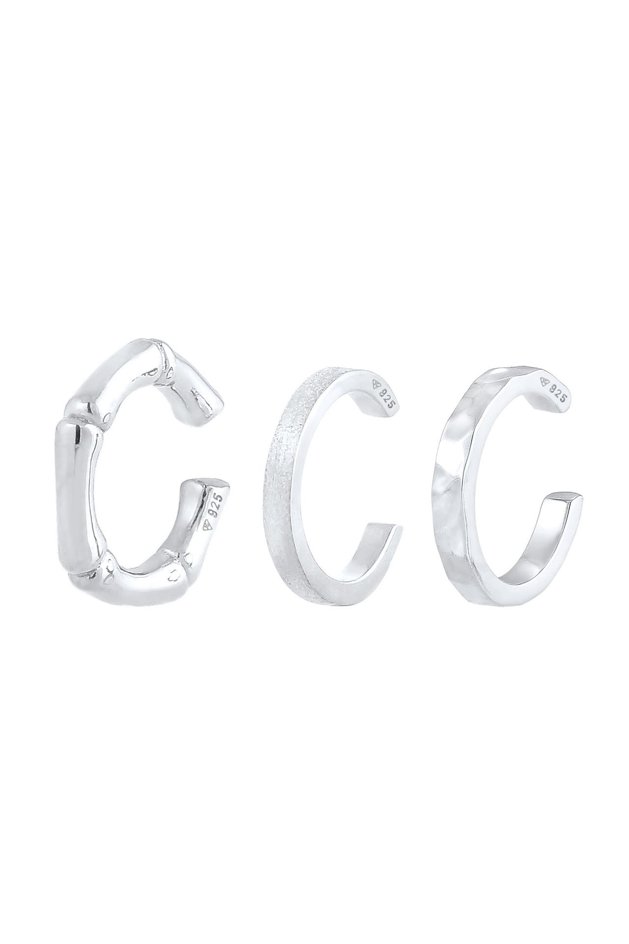 KUZZOI Ohrringe Earcuff 3er Set Geo-Organic Bambus Design 925 Silber, Bild 1