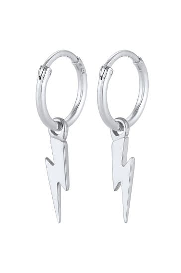 ELLI PREMIUM Ohrringe Creolen Ohrhänger Blitz Symbol 925 Silber Silber