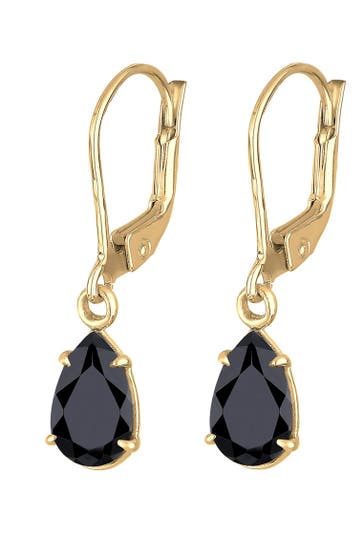 ELLI PREMIUM Ohrringe Tropfen mit Kristallen von Swarovski® 925 Silber vergoldet Schwarz