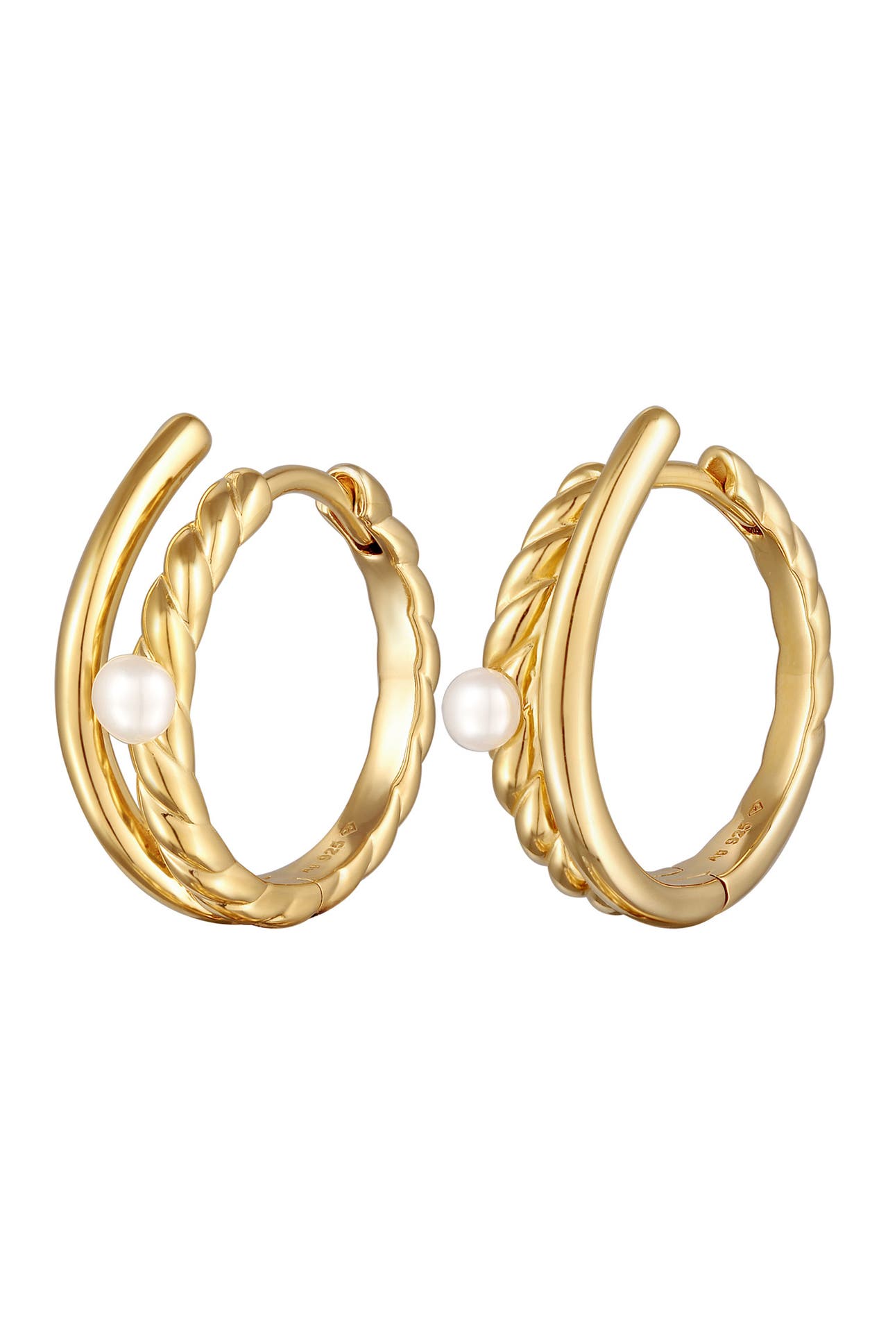 ELLI PREMIUM Ohrringe Creolen Kordellook Süßwasserperle 925 Silber Gold, Bild 1