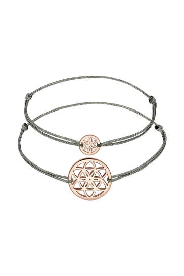 ELLI Armband Lebensblume Mutter Kind Set Nylon 925 Silber Rosegold