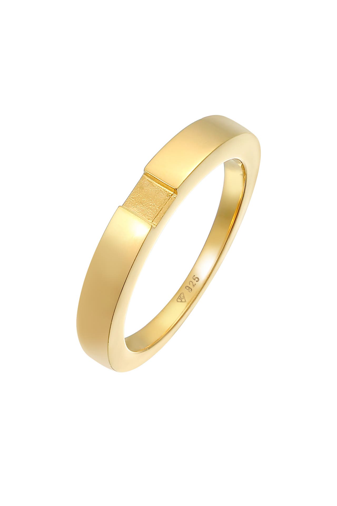 ELLI Ring Bandring Siegelring Schmal 925 Silber Gold, Bild 1