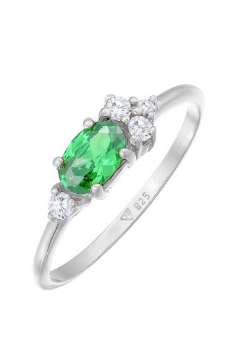 ELLI Ring Zirkonia Grün Smaragd Verlobung 925 Silber Silber
