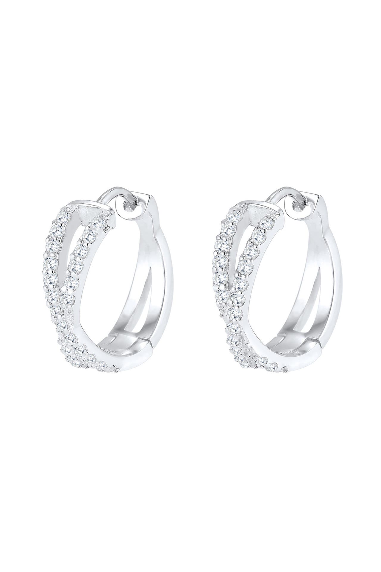 ELLI PREMIUM Ohrringe Creolen Zirkonia Weiß 925 Sterling Silber Silber, Bild 1