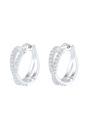 ELLI PREMIUM Ohrringe Creolen Zirkonia Weiß 925 Sterling Silber Silber