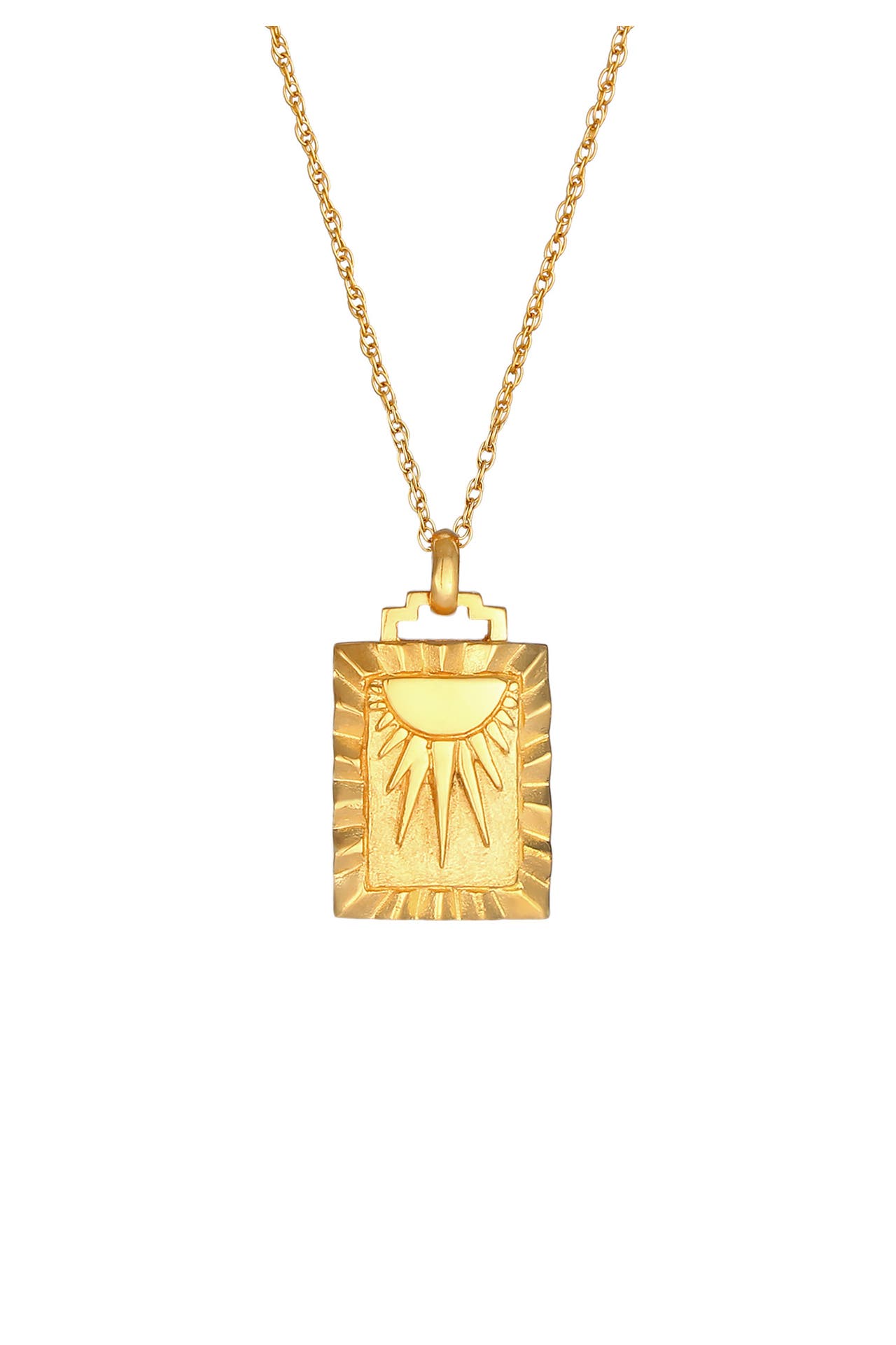 ELLI Kette Sonne Strahlen Münze Rechteck Vintage 925er Silber Gold, Bild 1