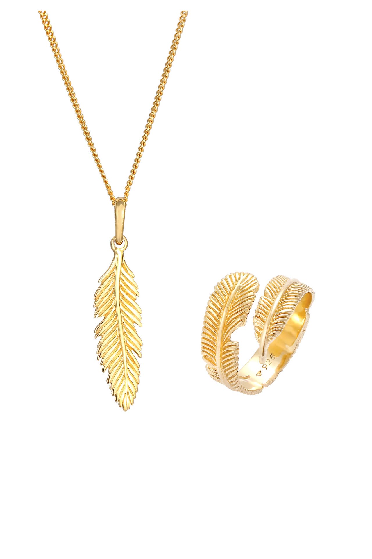ELLI Schmuckset Feder Boho Festival 925 Silber Gold, Bild 1