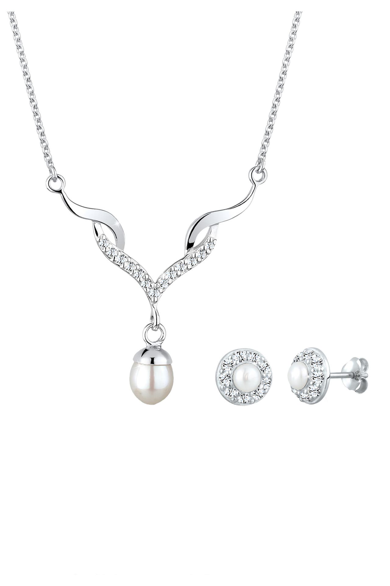 ELLI Schmuckset mit Kristalle und Süßwasserzuchtperle Silber, Bild 1