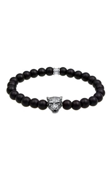KUZZOI Armband Herren Tiger Onyx Schwarz 925 Sterling Silber Schwarz