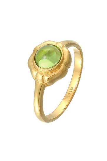 ELLI PREMIUM Ring Peridot Cabochon 925 Silber Gold