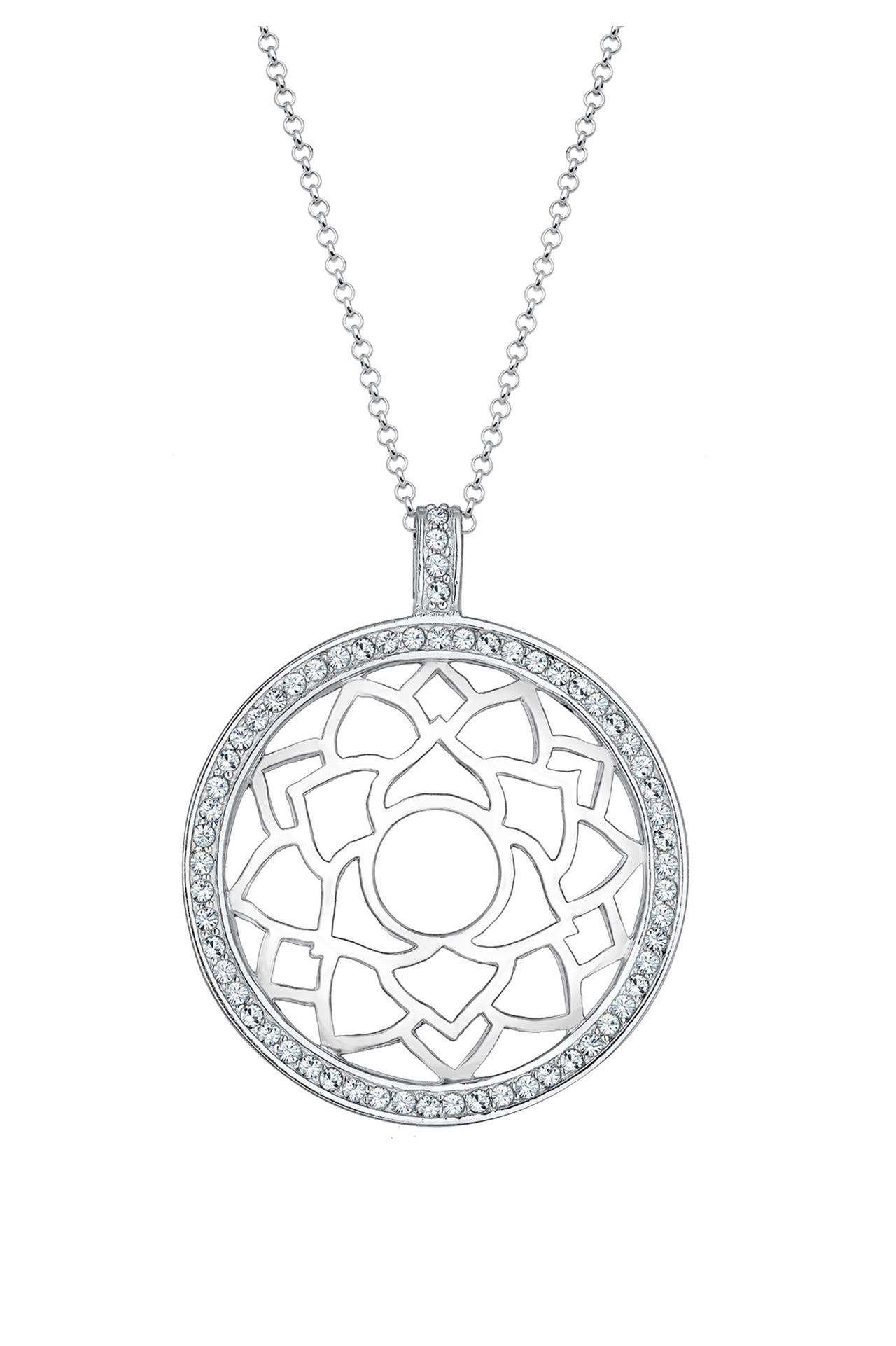 ELLI PREMIUM Kette Anhänger Ornament Weiß 925 Sterling Silber, mit Kristallen von Swarovski® Silber, Bild 1
