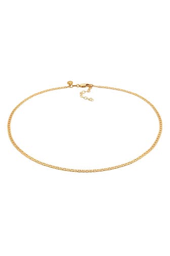 ELLI PREMIUM Kette Choker Stäbchen-Panzerkette Basic 925 Silber Gold