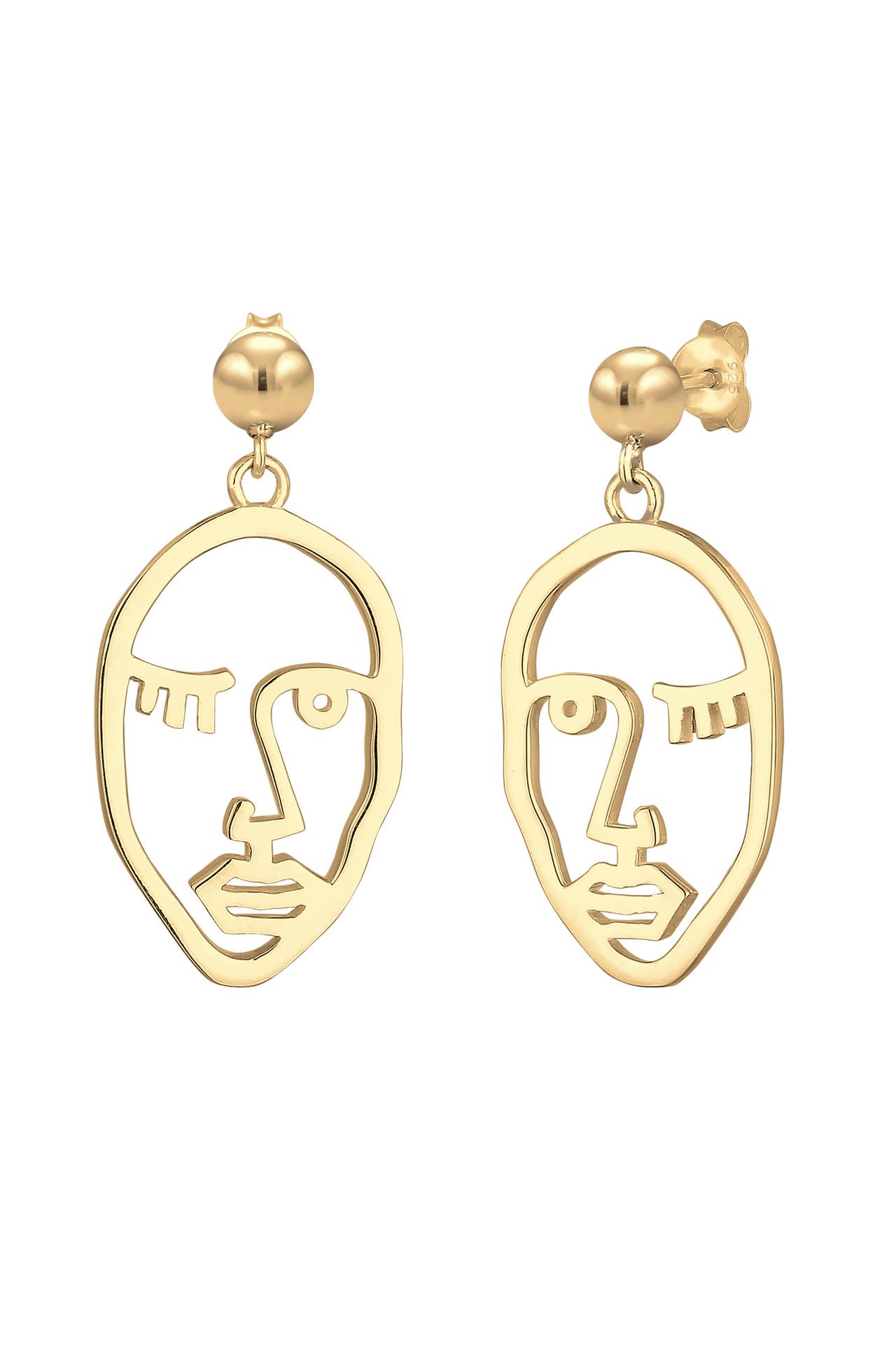 ELLI Ohrringe Ohrhänger Gesicht Design 925 Sterling Silber Gold, Bild 1