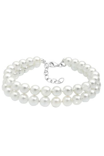 ELLI Armband Muschelkernperle 2-reihig 925 Sterling Silber Weiß
