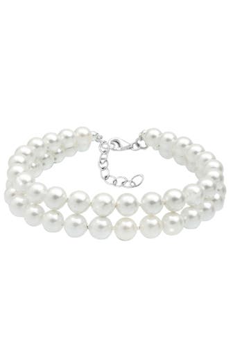 ELLI Armband Muschelkernperle 2-reihig 925 Sterling Silber Weiß