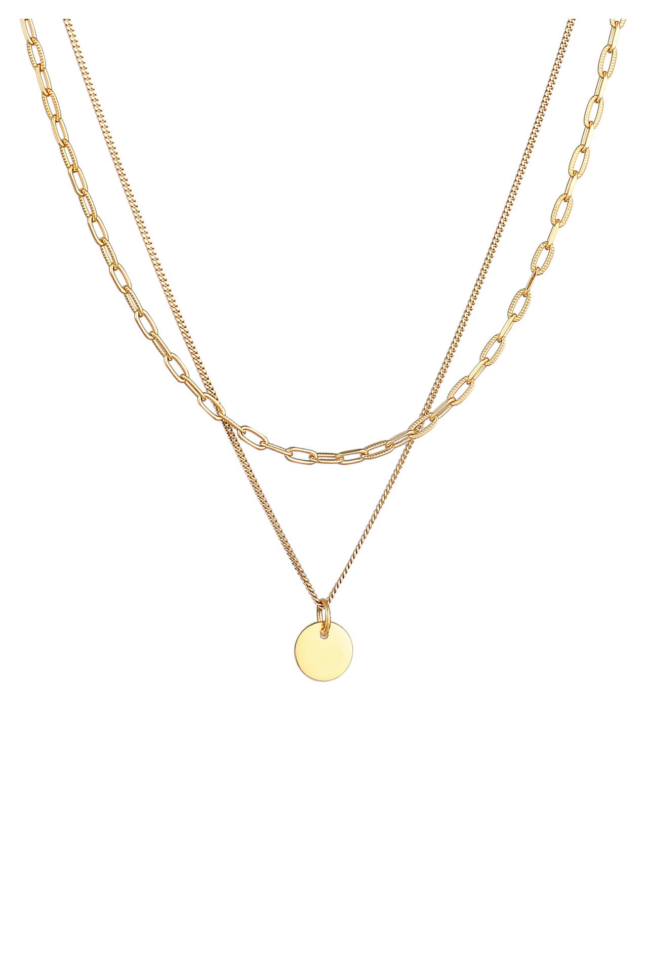 ELLI Kette Layer Plättchen Gliederkette 925 Silber Gold, Bild 1
