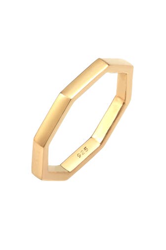 ELLI Ring Pinky Ring Achteckform Mini Ring 925 Silber Gold