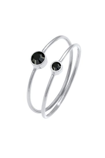 ELLI Ring Schwarz Kristalle (2 tlg) 925 Silber Silber
