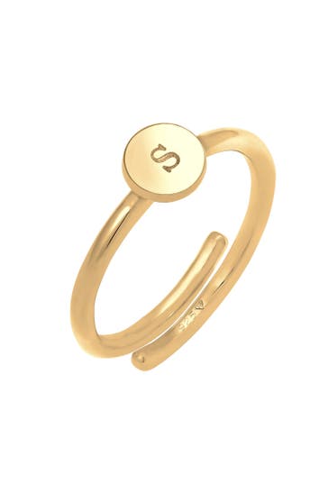 ELLI Ring Verstellbar Initiale Kreis 925 Sterling Silber Gold