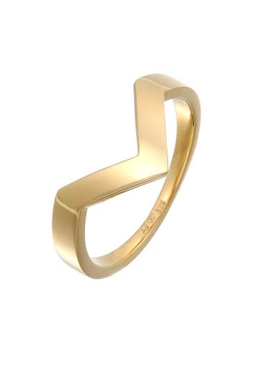 ELLI PREMIUM Ring V-Form Basic 925 Silber Gold Unisex