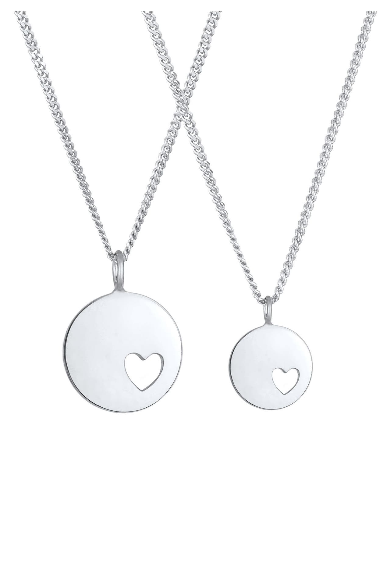 ELLI Kette Plättchen Herz Liebe Mutter Tochter 925 Silber Silber, Bild 1