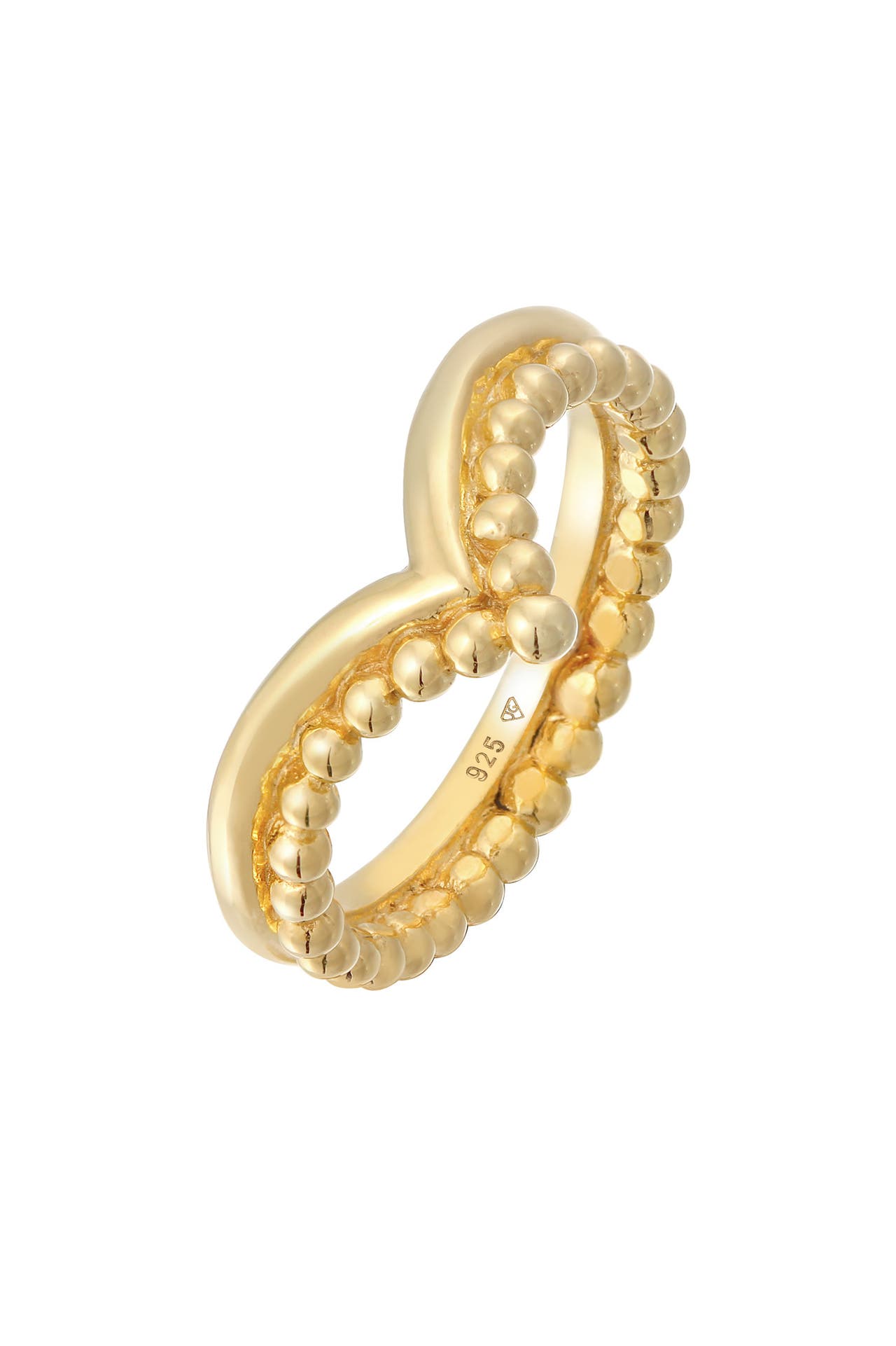 ELLI Ring Kugel Design V-Form Stacking 925 Silber Gold, Bild 1