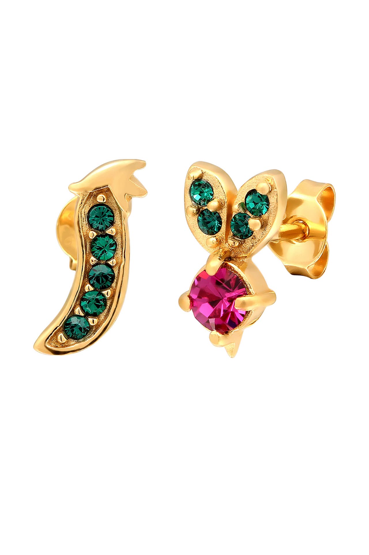 ELLI Ohrringe Ohrstecker Frucht Kristalle Fuchsia Grün 925 Sterling Silber vergoldet Gold, Bild 1