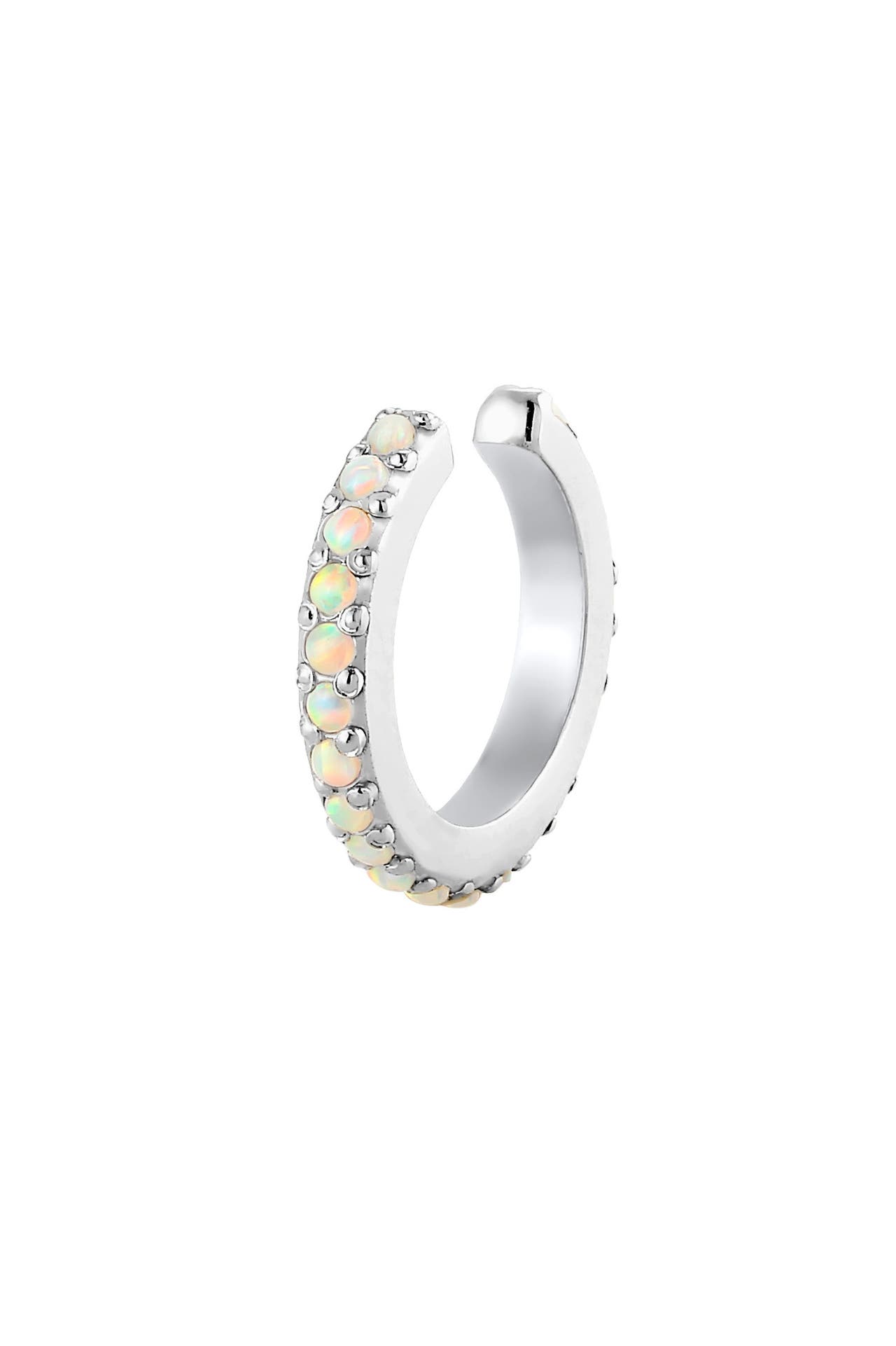 ELLI Ohrringe Earcuff Single Synthetischer Opal Weiß 925 Sterling Silber Silber, Bild 1