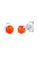 Ohrringe Stecker Opal Rund Synthetisch 925 Silber Orange