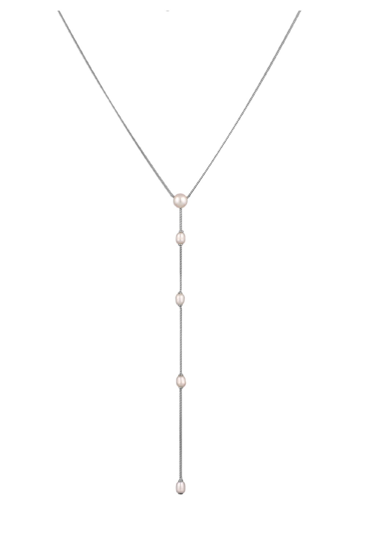 ELLI PREMIUM Kette Y-Kette Süßwasserzuchtperlen Weiß 925 Sterling Silber Silber, Bild 1