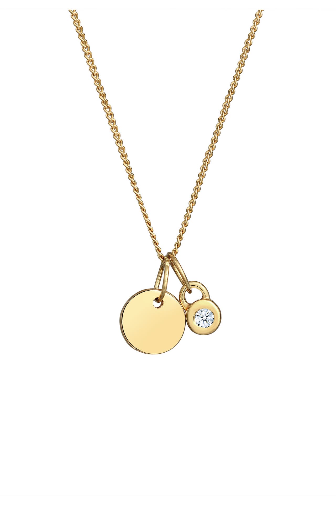 ELLI DIAMONDS Kette Plättchen Solitär Diamant (0.03 ct.) 585 Gelbgold Gold, Bild 1