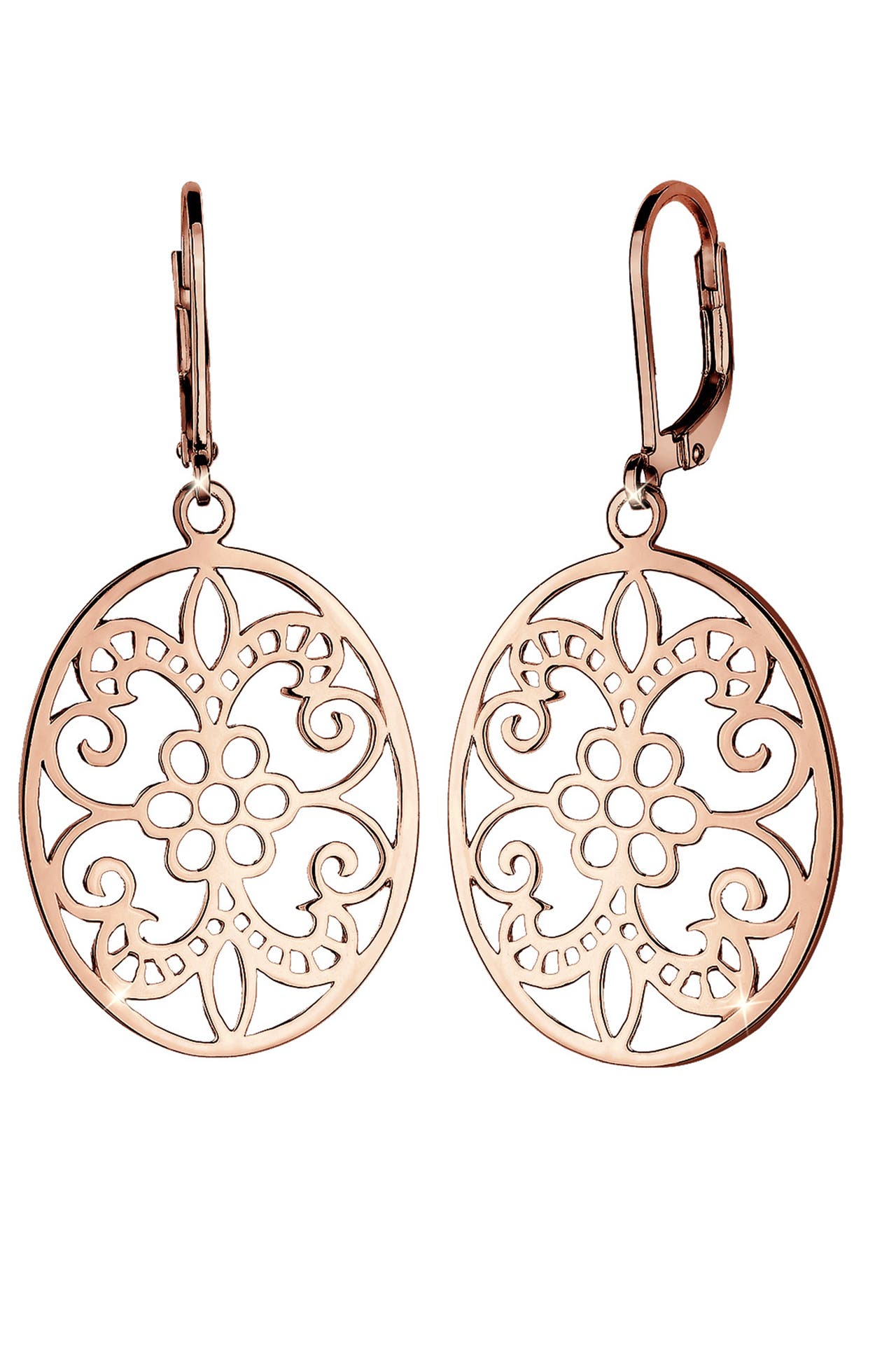 ELLI Ohrringe Ornament Blume Orientalisch Oval Schmuck Geschenk 925 Silber Rosegold, Bild 1