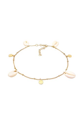 ELLI Fusskettchen Plättchen Kauri Muschel Maritim 925 Silber Gold