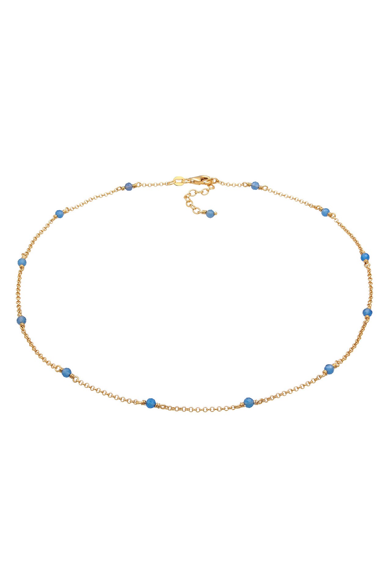 ELLI Kette Achat Blau 925 Silber vergoldet Gold, Bild 1