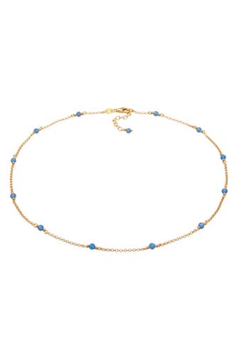 ELLI Kette Achat Blau 925 Silber vergoldet Gold