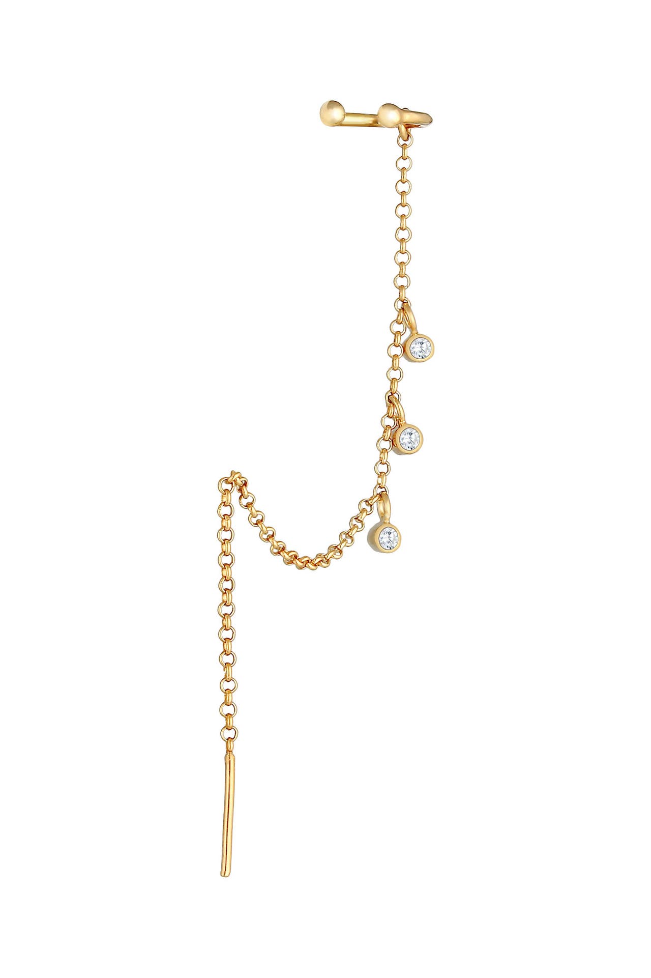 ELLI Ohrringe Ohrklemme Durchzieher Zirkonia Single 925 Silber Gold, Bild 1