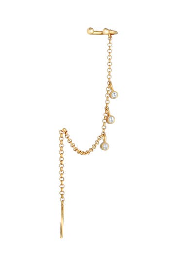 ELLI Ohrringe Ohrklemme Durchzieher Zirkonia Single 925 Silber Gold