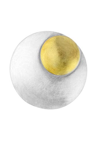 NENALINA Anhänger Rund Kreis Geo Bi-Color gebürstet 925 Silber