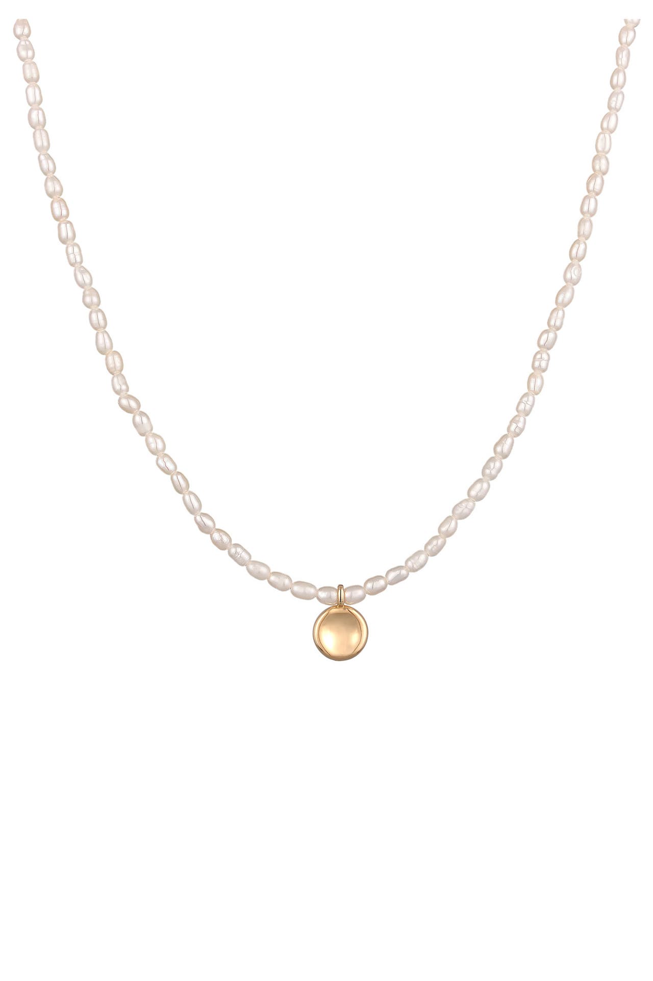 ELLI PREMIUM Kette Süßwasserperlen Coin Plättchen 925 Silber Gold, Bild 1