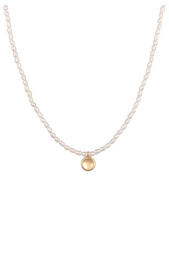 ELLI PREMIUM Kette Süßwasserperlen Coin Plättchen 925 Silber Gold