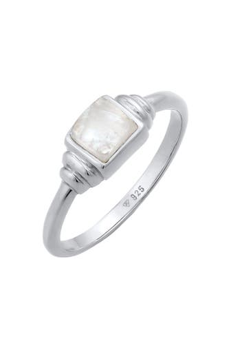 ELLI PREMIUM Ring Mondstein Quadrat Vintage 925 Silber Silber