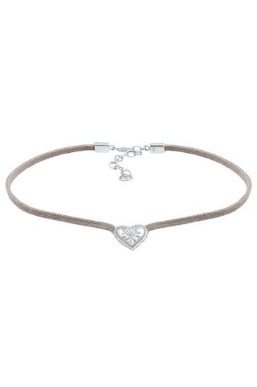 ELLI Kette Choker Leder Herz Edelweiss Tracht
