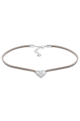 ELLI Kette Choker Leder Herz Edelweiss Tracht