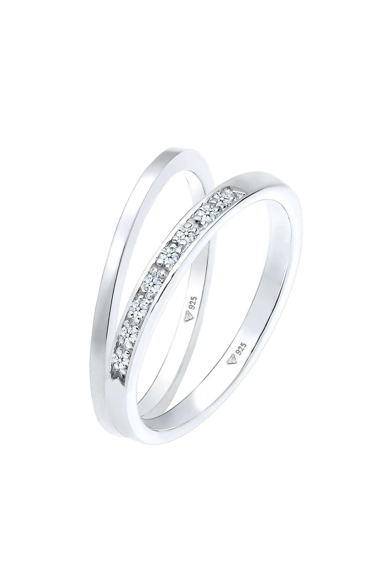 ELLI DIAMONDS Ring Basic Memoire Diamant Stapel Ring-Set 925 Silber Silber, Bild 1