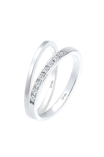 ELLI DIAMONDS Ring Basic Memoire Diamant Stapel Ring-Set 925 Silber Silber