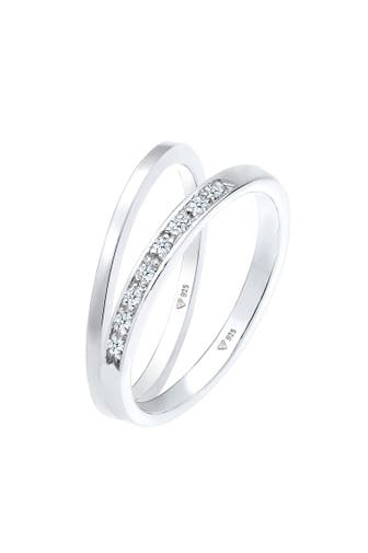 ELLI DIAMONDS Ring Basic Memoire Diamant Stapel Ring-Set 925 Silber Silber