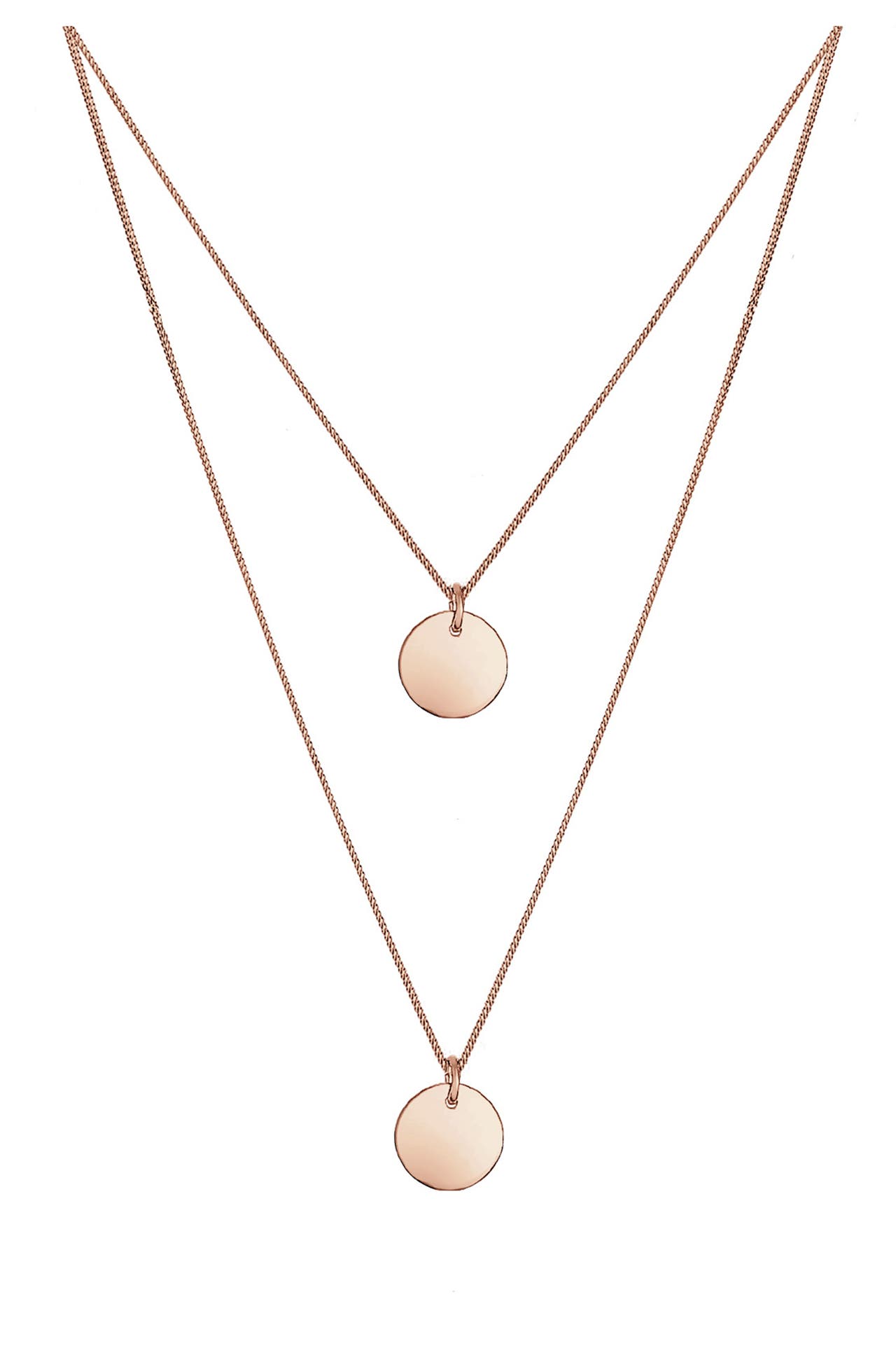 ELLI Kette Layer Kette mit Kreis Plättchen 925 Silber Rosegold, Bild 1